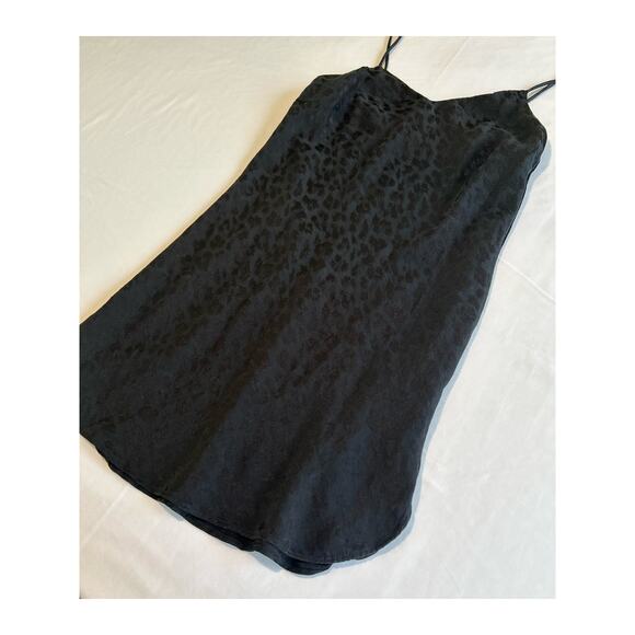 Topshop Leopard Print Jacquard Black Spaghetti Strap Mini Dress Slip Size 0 XS - Picture 1 of 12